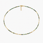 Collier Cleo, pierres d'agate blanche ou turquoise africaine et perles d'eau douce, acier inoxydable doré