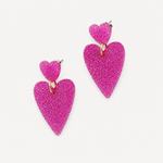 Boucles Silk, deux cœurs pailletés en cascade, acier inoxydable et résine