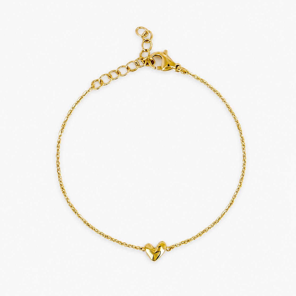 Bracelet Tessora, petit cœur asymétrique en acier inoxydable doré