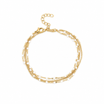 Bracelet Auryn, multi-rangs de chaînes et perles colorées, acier inoxydable doré
