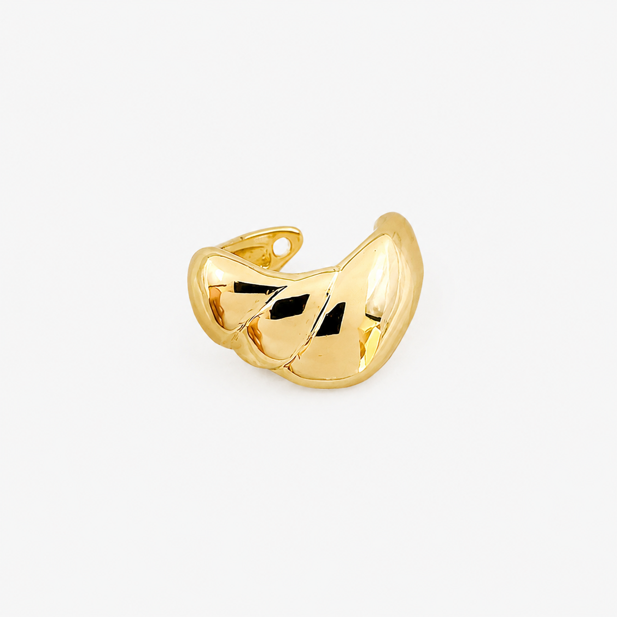 Earcuff Andy, volume sculpté en acier inoxydable doré