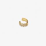 Earcuff Aureva, motif zigzag serti de zircons en acier inoxydable doré