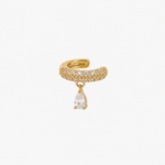 Earcuff Theoline, zircons et zirconium en goutte, acier inoxydable doré