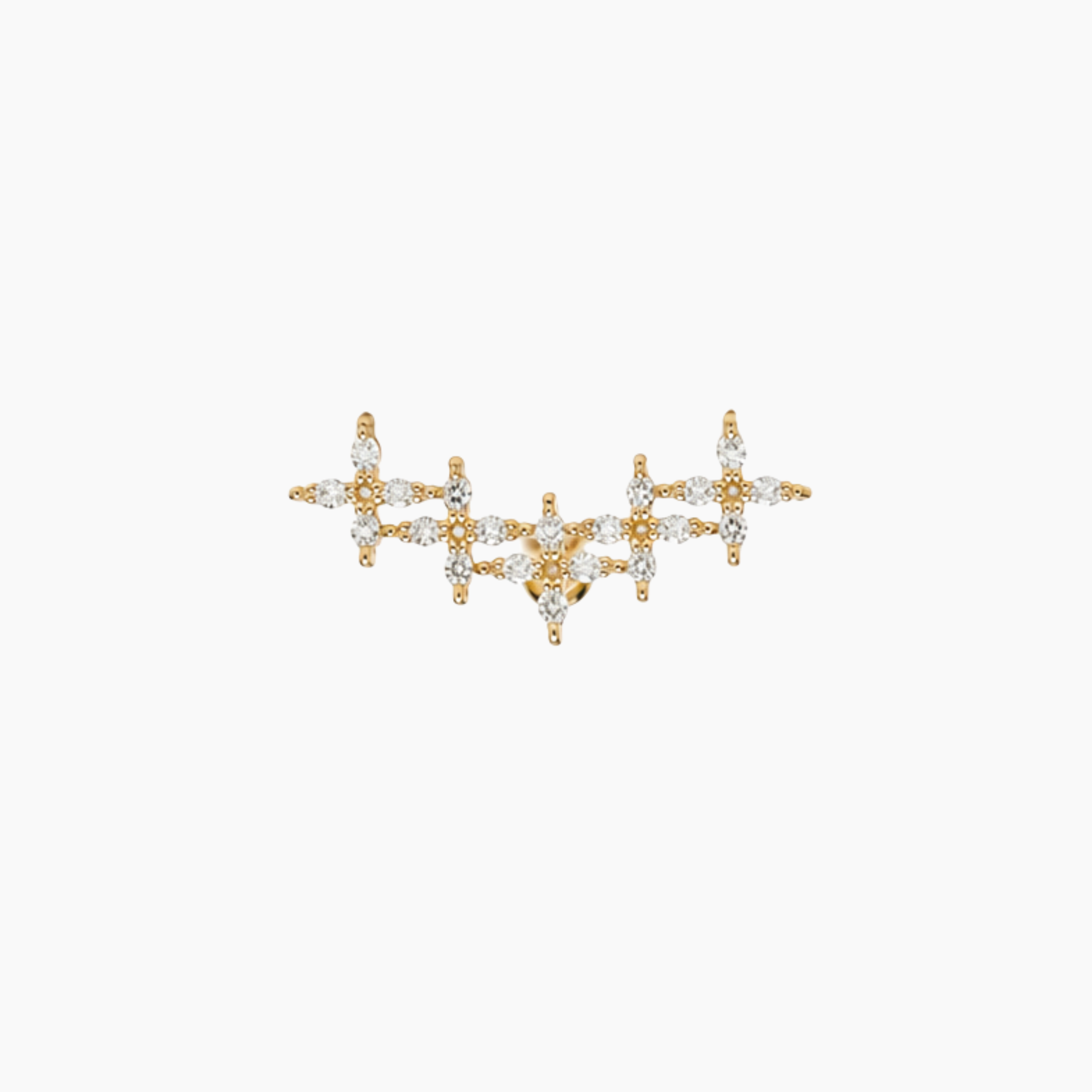 Piercing Meldane, rangée d'étoiles serties de zirconiums, acier inoxydable doré
