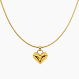Collier Virevolte, maille serpent et pendentif cœur, acier inoxydable