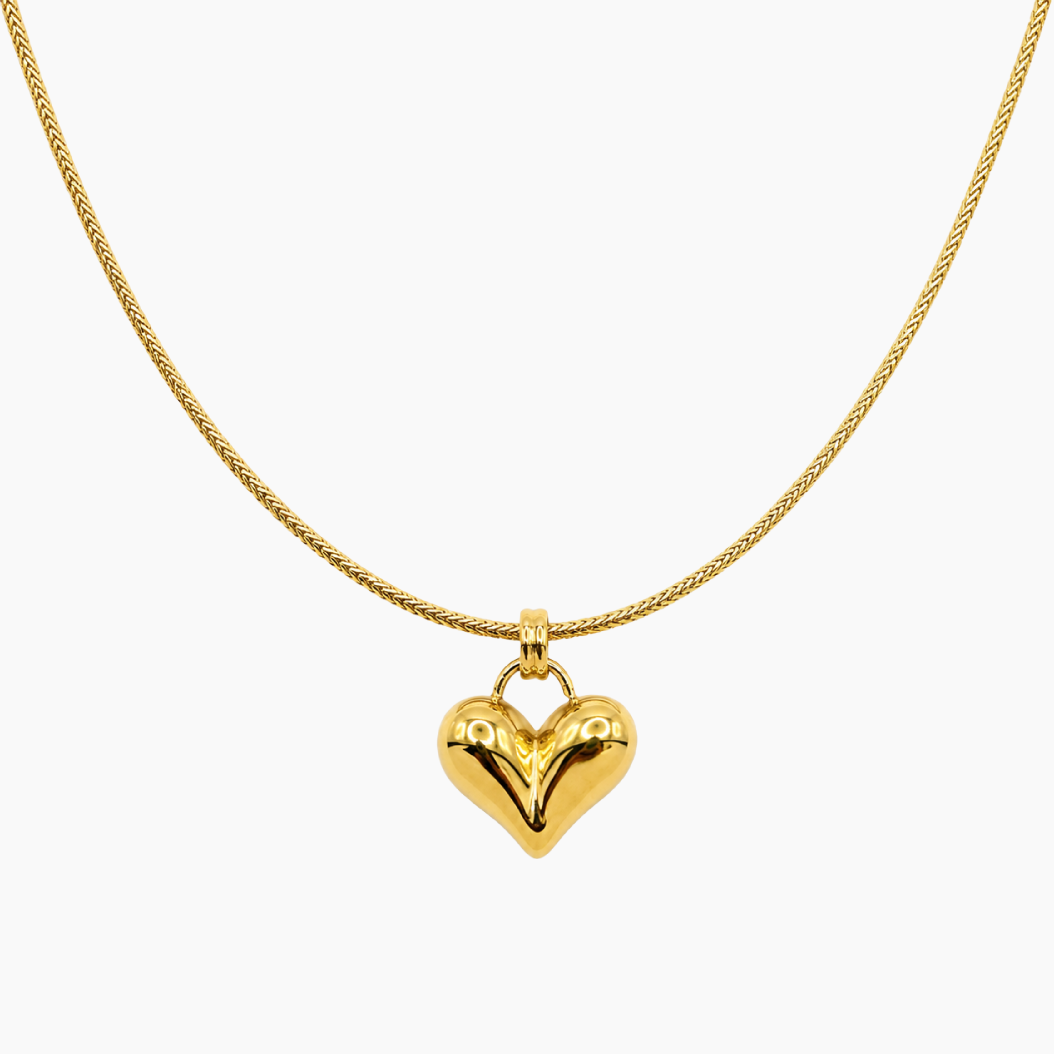 Collier Virevolte, maille serpent et pendentif cœur, acier inoxydable