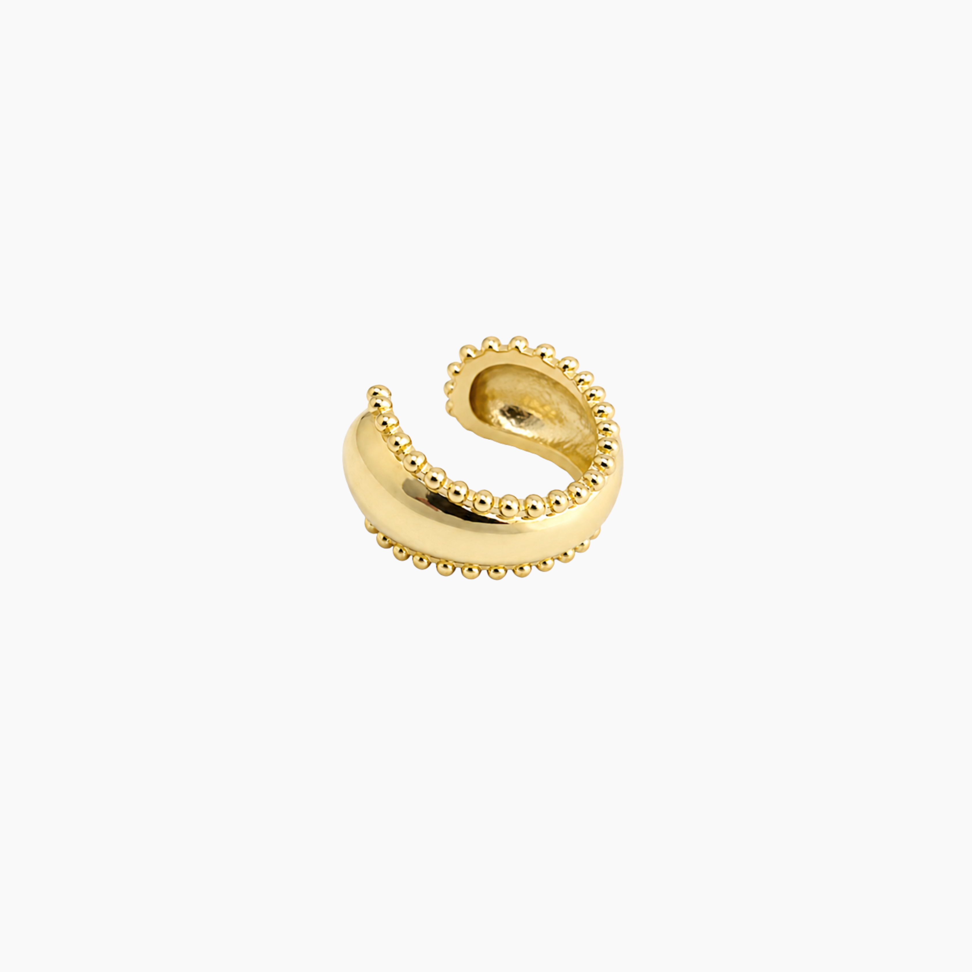 Earcuff Serge, bande bombée encadrée de mini billes, acier inoxydable doré
