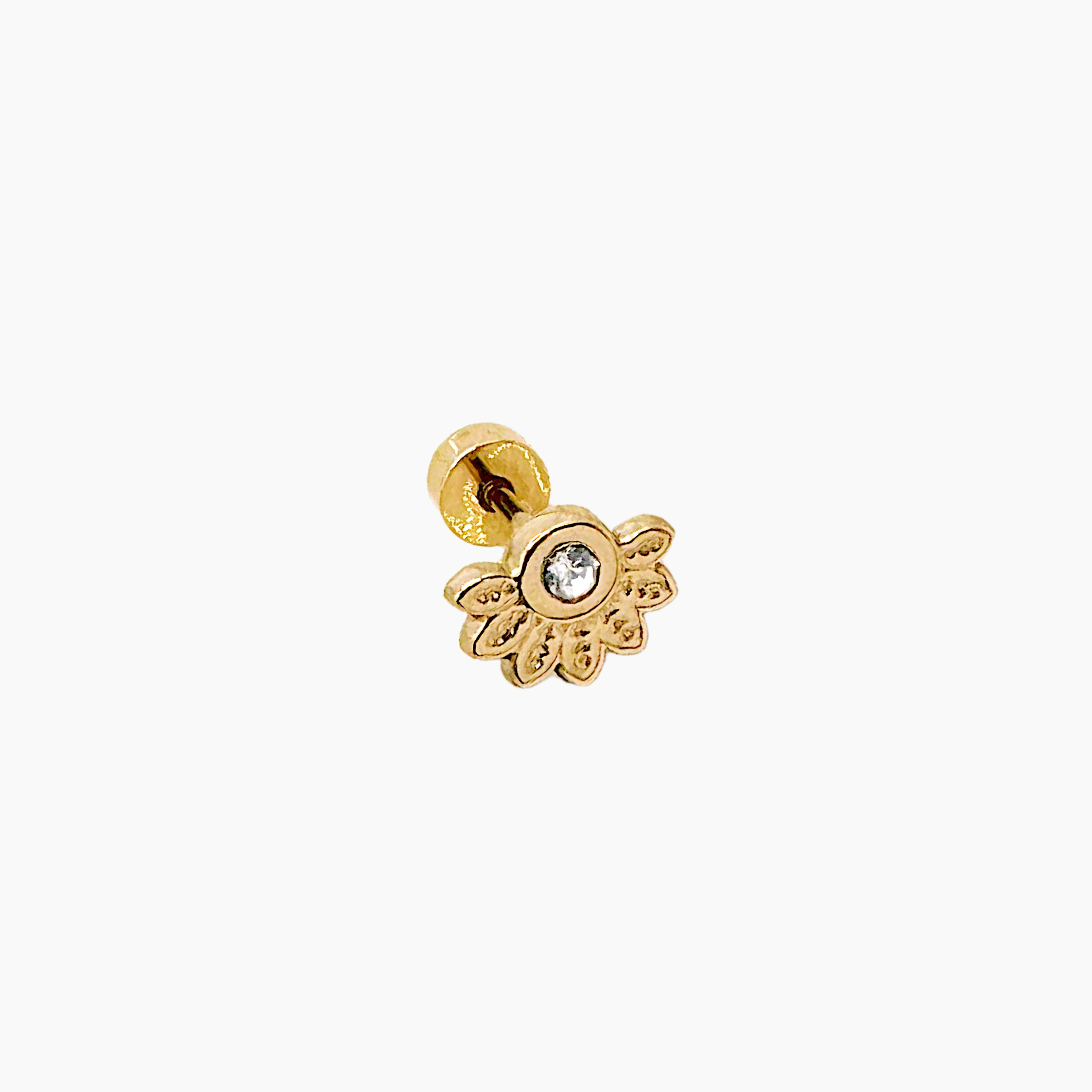Piercing Jadea, cristal et feuillage texturé en acier inoxydable doré