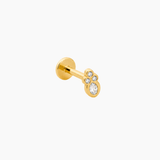Piercing Litchi, cristal en amande et zirconiums en acier inoxydable doré