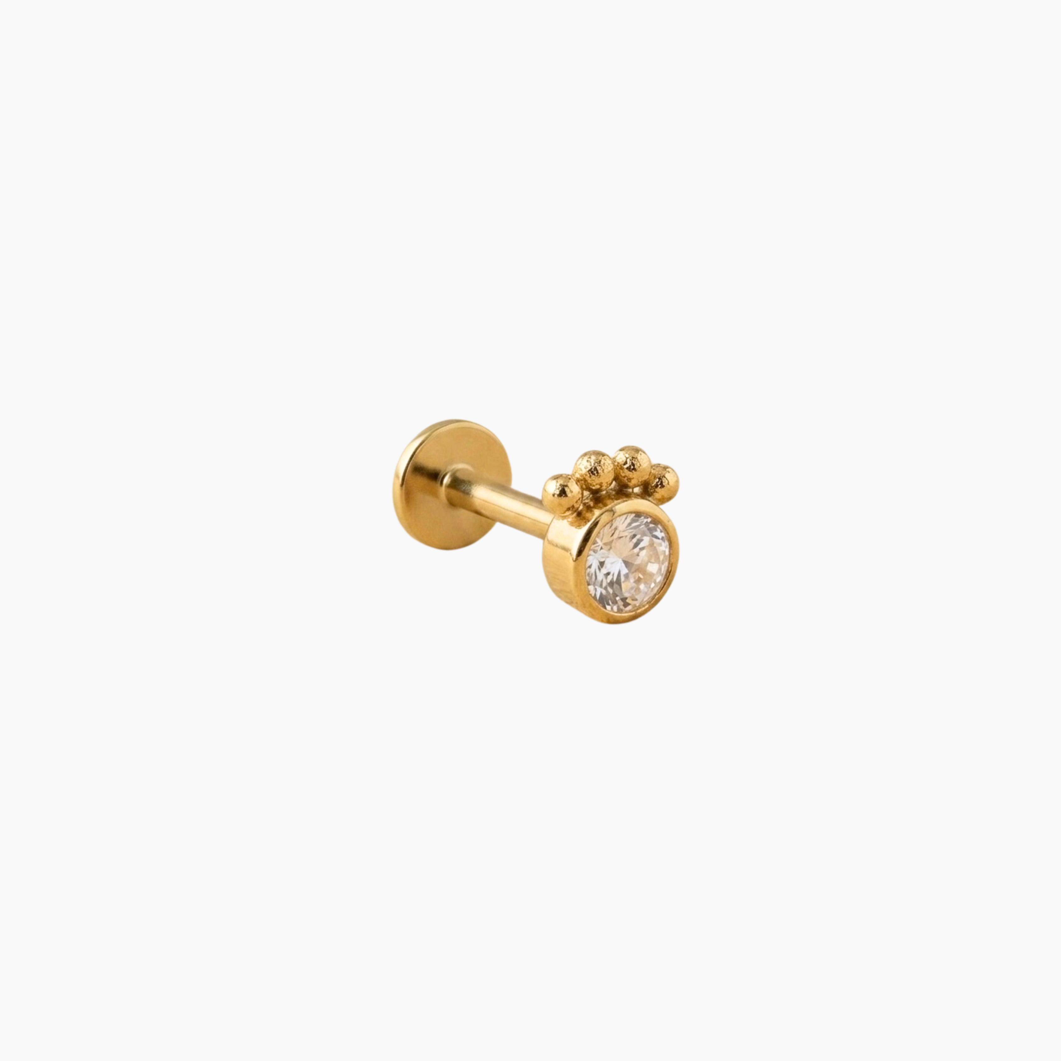 Piercing Thorn, cristal rond et rangée de perles en acier inoxydable doré