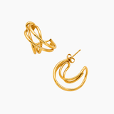 Boucles Treviso, créoles double anneau entrecroisé, acier inoxydable