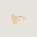 Bague Breeze, cœur plein sur anneau lisse en acier inoxydable doré