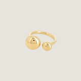 Bague Jude, deux boules asymétriques en acier inoxydable doré