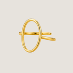 Bague Ilyo, ovale fin en acier inoxydable doré