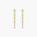 Boucles Syllore, pendantes motif fleurs serties de zirconiums, laiton doré
