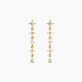 Boucles Syllore, pendantes motif fleurs serties de zirconiums, laiton doré