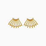 Boucles Lumia, motif éventail en laiton doré et zirconiums