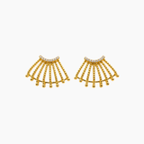 Boucles Lumia, motif éventail en laiton doré et zirconiums