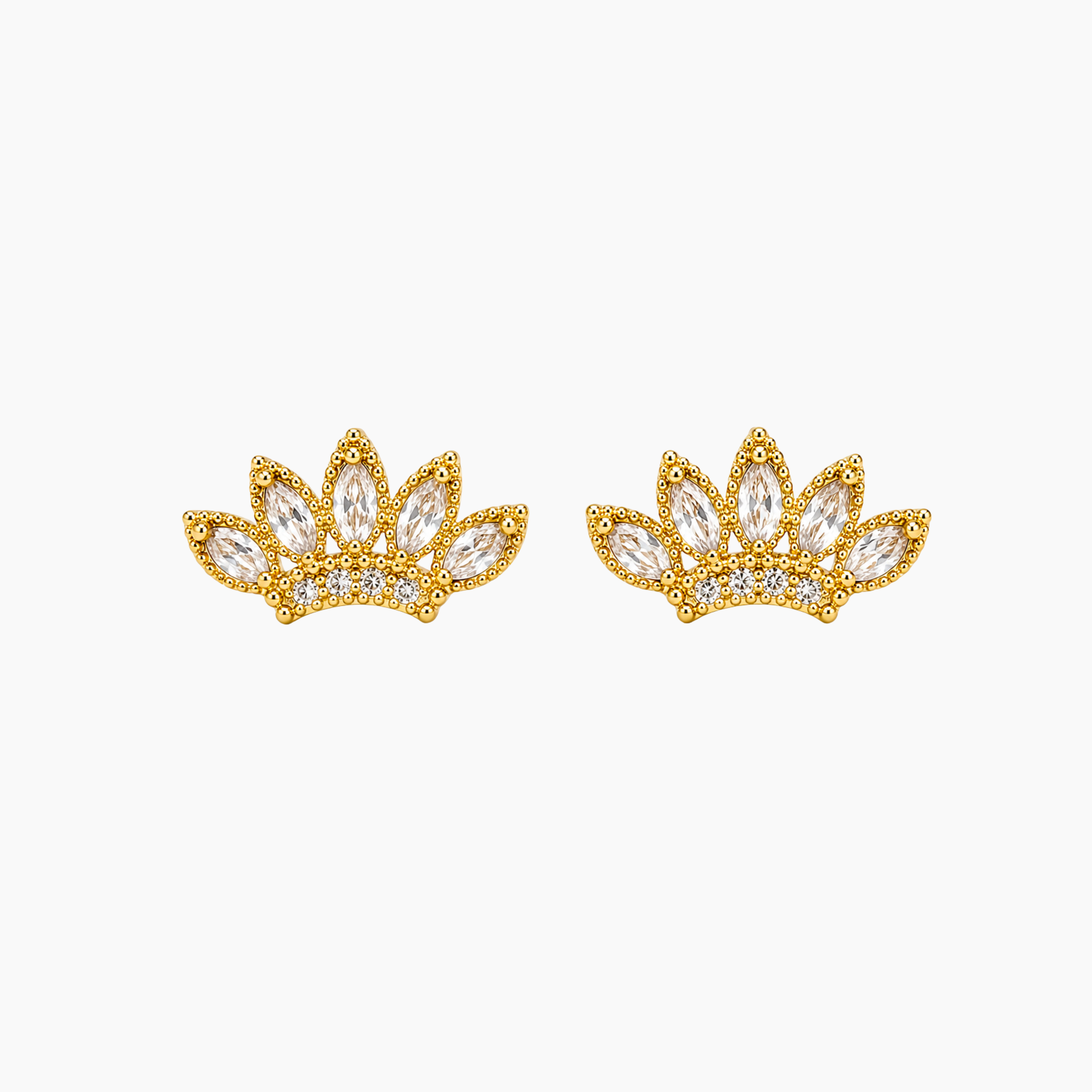 Boucles Nelvea, motif zirconiums en laiton doré