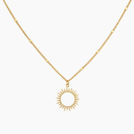 Collier Brindisi, pendentif soleil aux traits fins, acier inoxydable