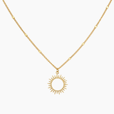 Collier Brindisi, pendentif soleil aux traits fins, acier inoxydable