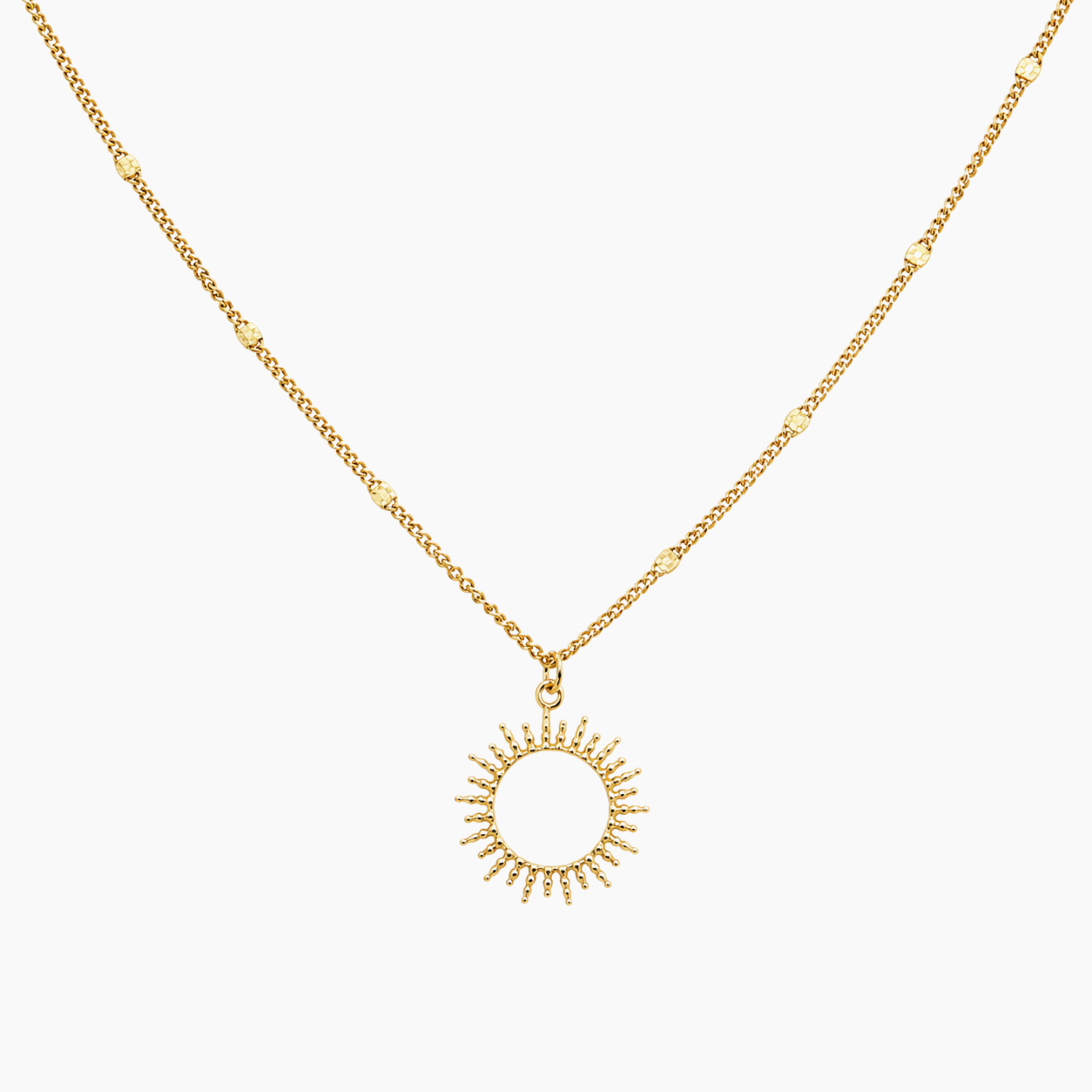 Collier Brindisi, pendentif soleil aux traits fins, acier inoxydable