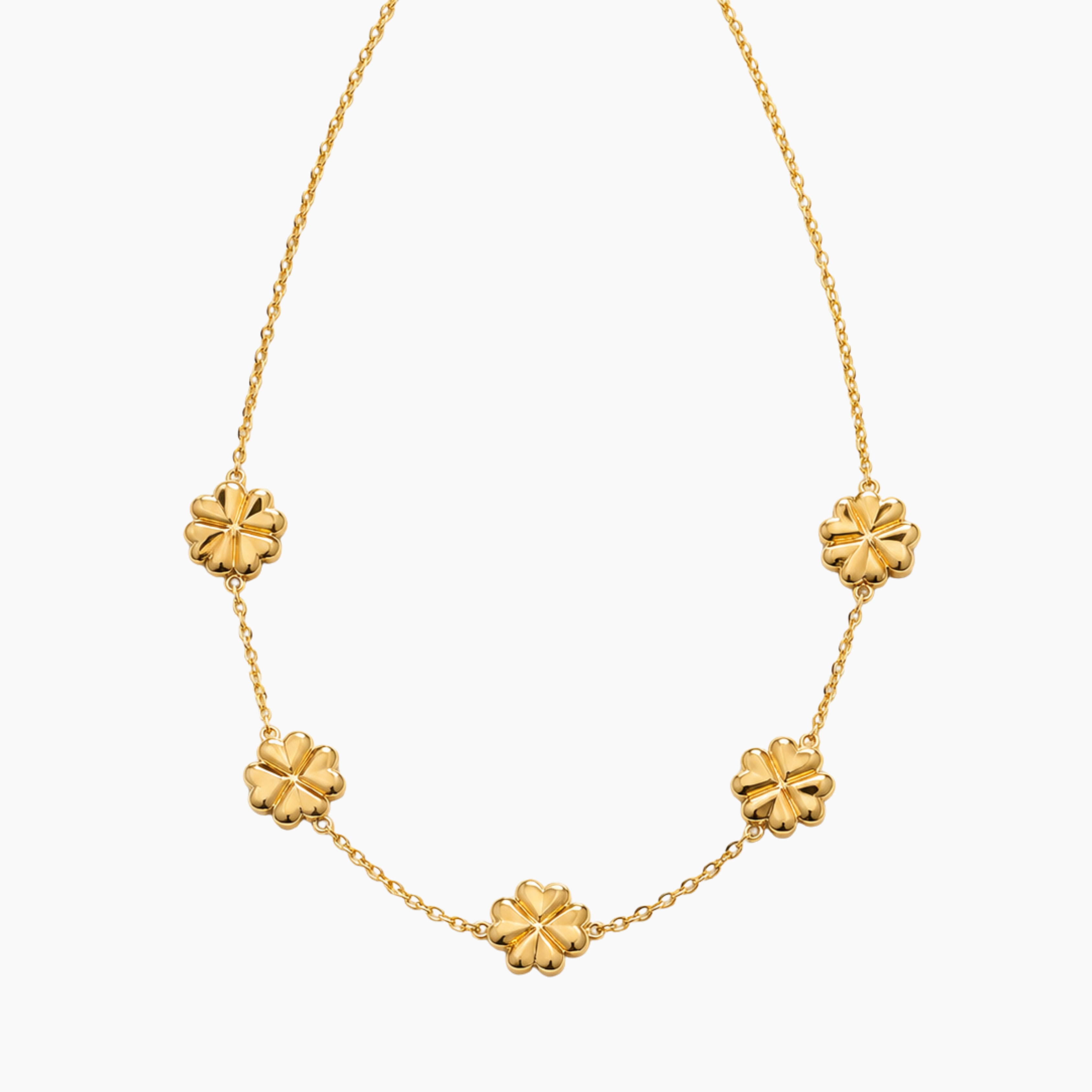 Collier Helios, pendentifs trèfles en acier inoxydable