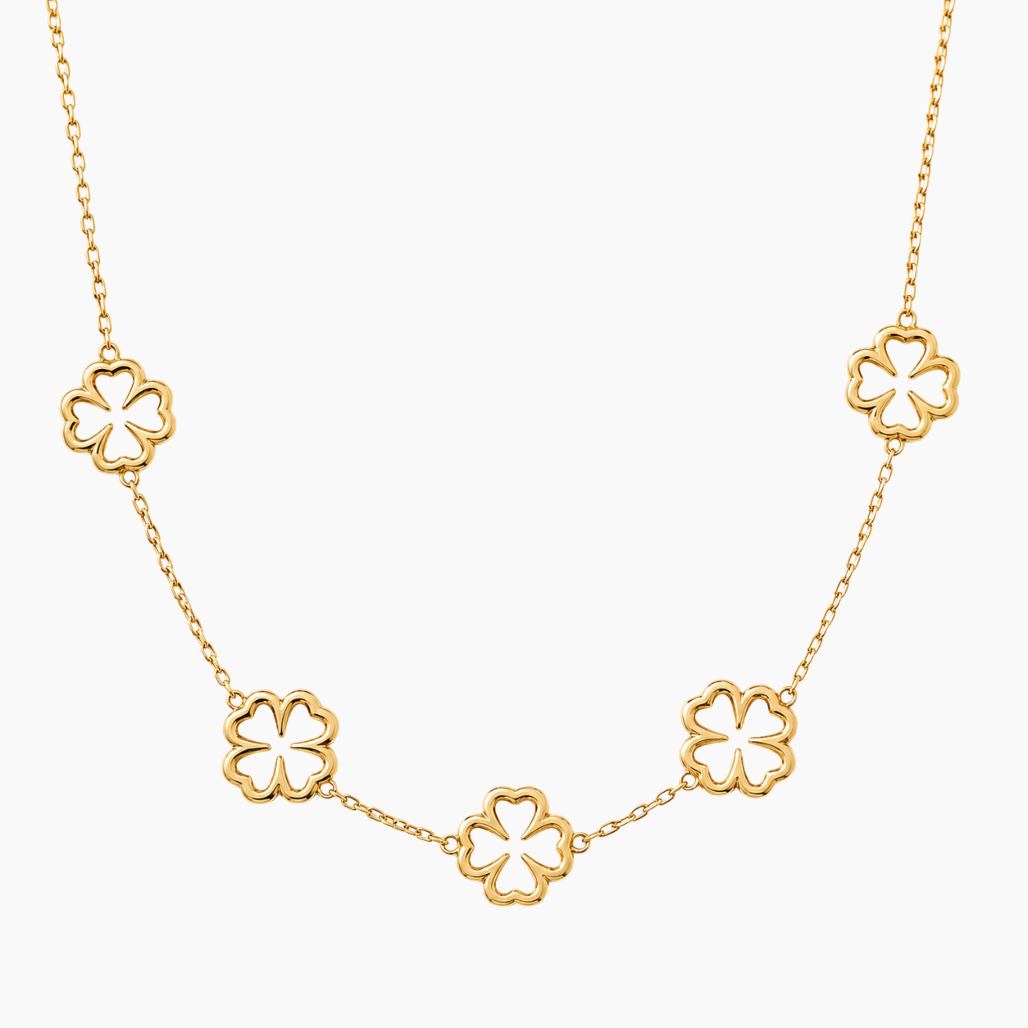 Collier Lucian, trèfles ajourés en acier inoxydable