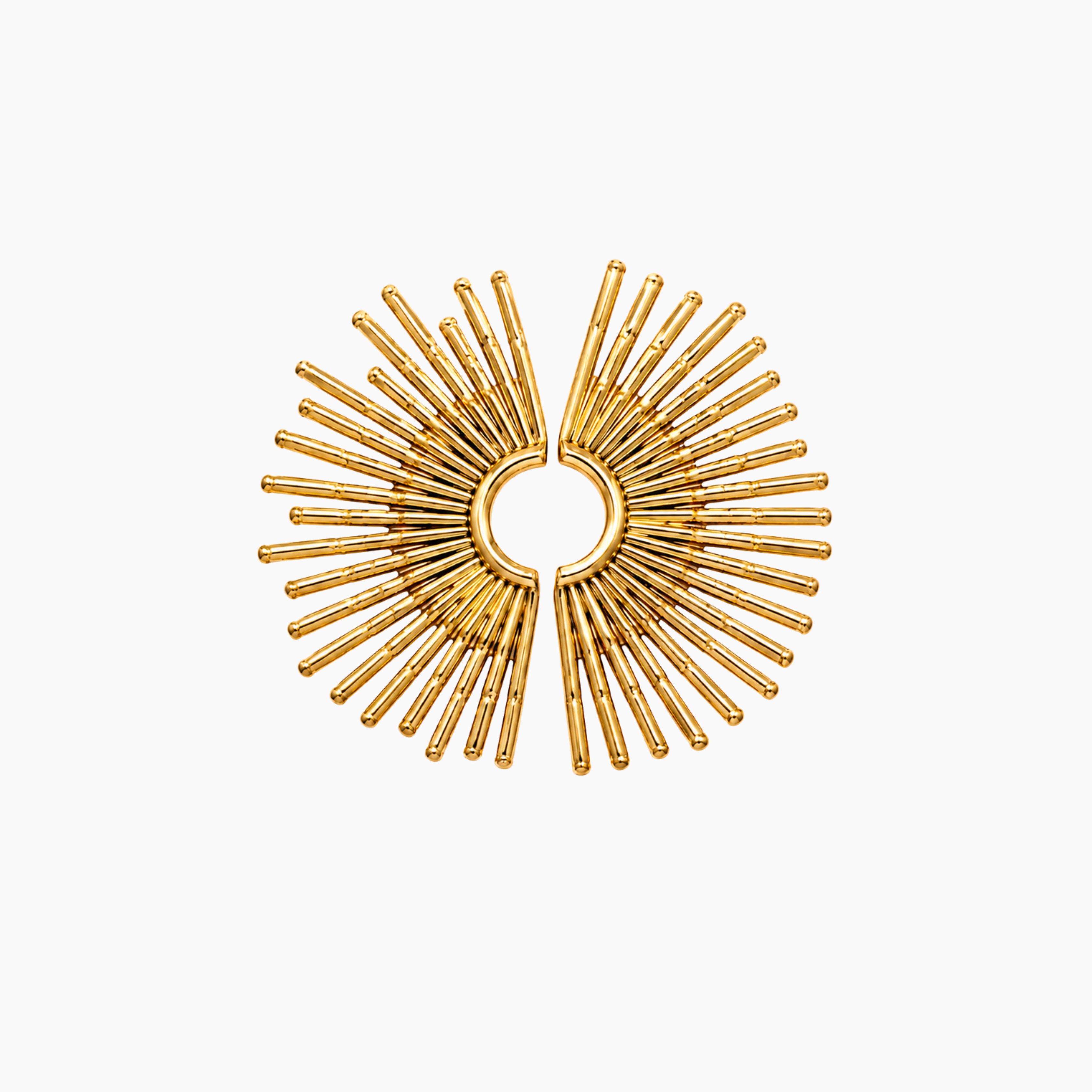 Boucles Nylvane, motif demi-éventail solaire, acier inoxydable doré