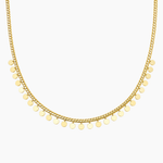 Collier Brina, chaîne fine à petites pastilles suspendues, acier inoxydable doré