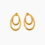 Boucles Elovane, double boucle ovale type puce, acier inoxydable doré