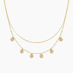 Collier Celis, double rang maille serpent et pastilles, acier inoxydable