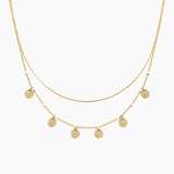 Collier Celis, double rang maille serpent et pastilles, acier inoxydable