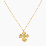 Collier Zelia, pendentif fleur texturée, acier inoxydable