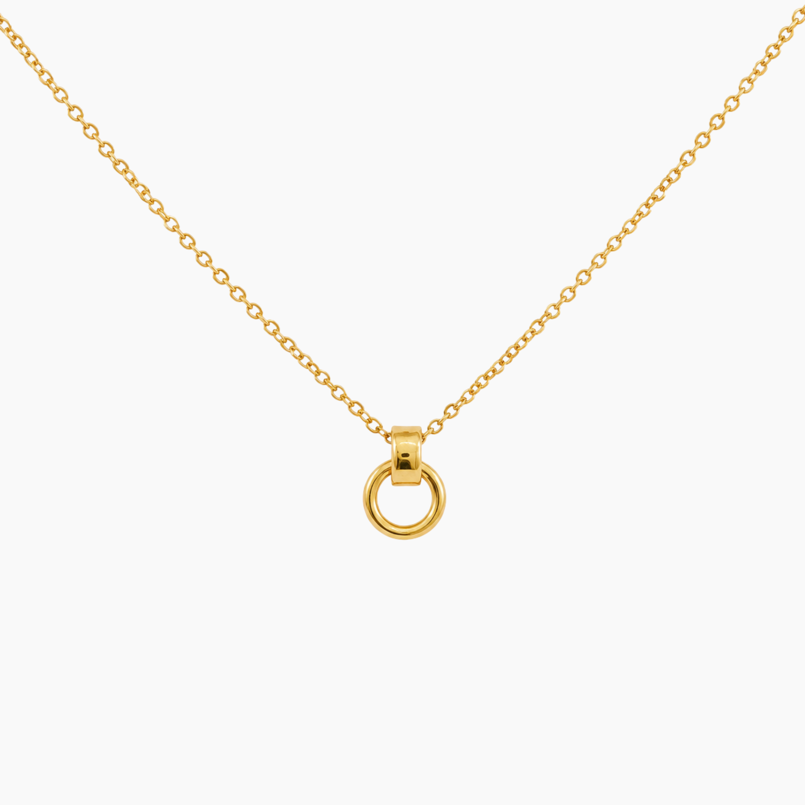 Collier Alia, chaîne fine et anneau lisse façon mousqueton, acier inoxydable