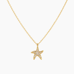 Collier Livie, pendentif étoile de mer strassée, acier inoxydable