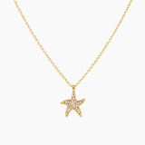 Collier Livie, pendentif étoile de mer strassée, acier inoxydable