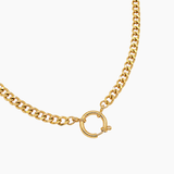 Collier Liora, maille gourmette et mousqueton rond porté à l'avant, acier inoxydable