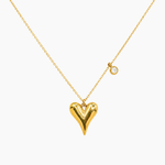 Collier Lénaé, pendentif cœur et zirconium taillé rond, acier inoxydable