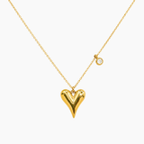 Collier Lénaé, pendentif cœur et zirconium taillé rond, acier inoxydable