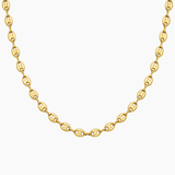 Collier Sylva, maille grain de café facettée, acier inoxydable doré