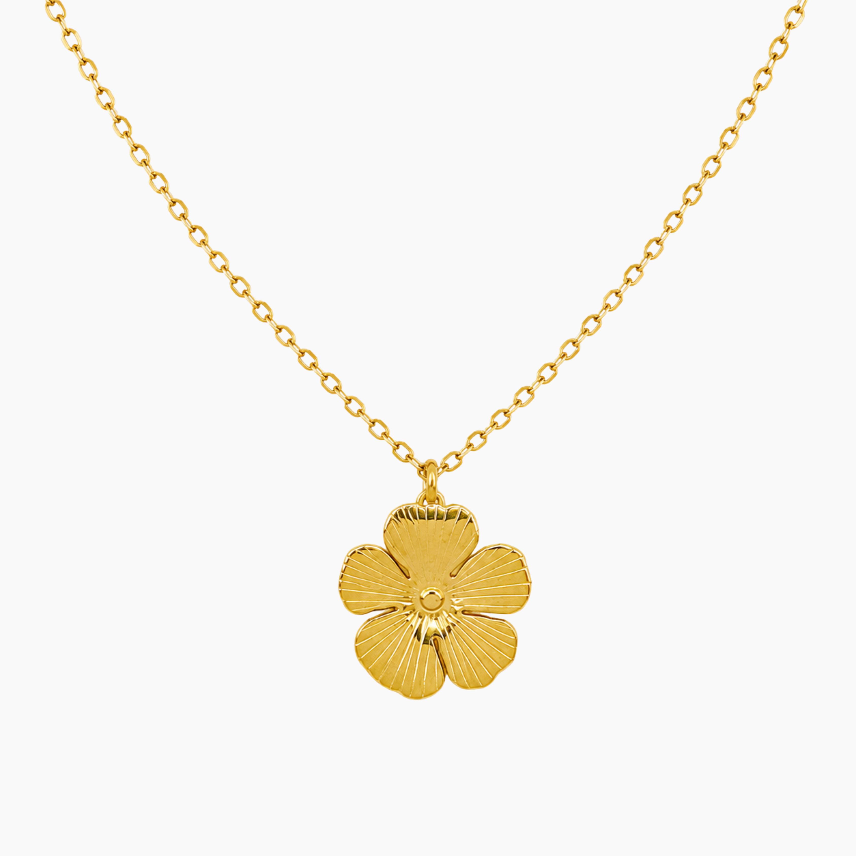 Collier Sand, pendentif fleur texturé, acier inoxydable