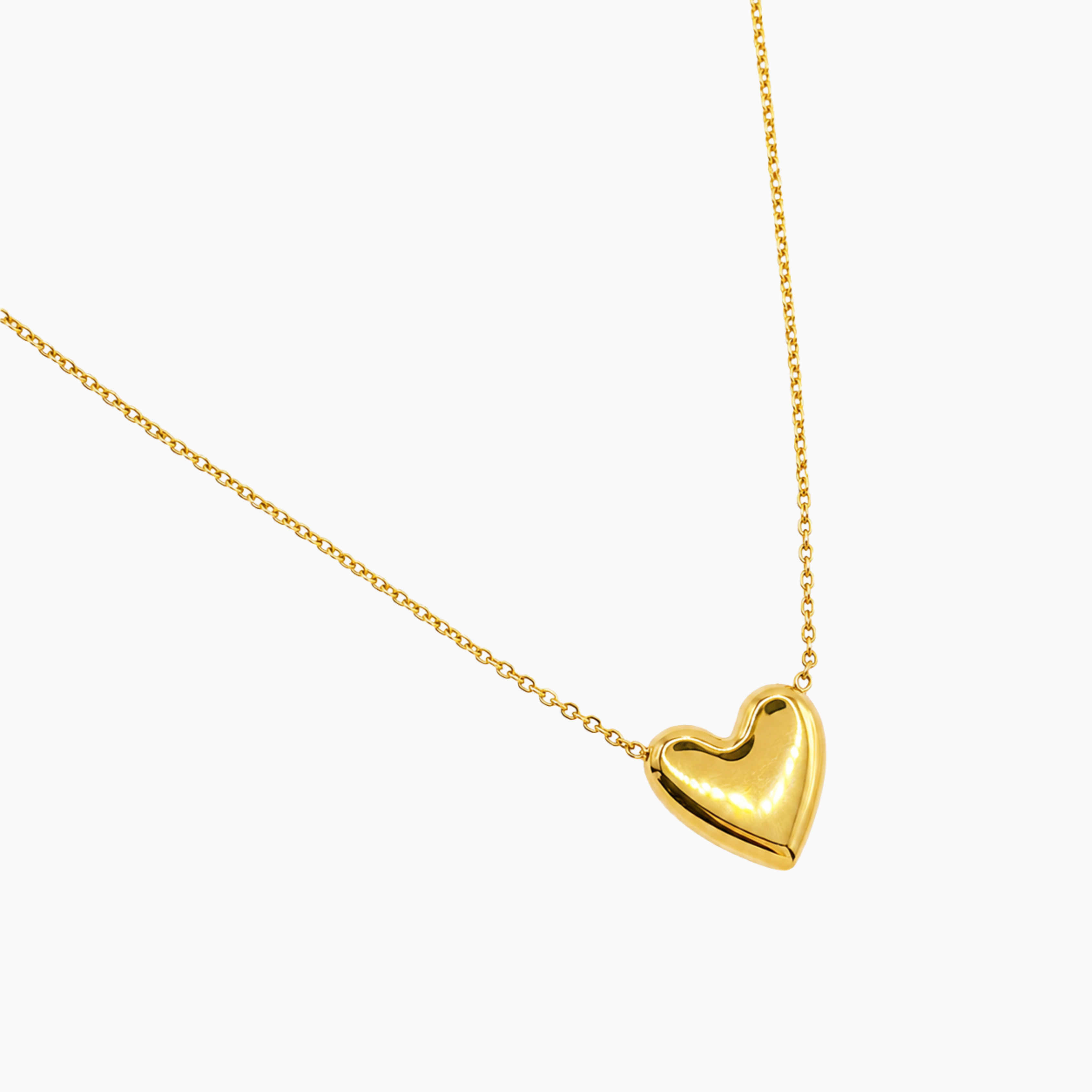 Collier Rhea, pendentif cœur bombé, acier inoxydable