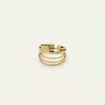 Bague Ipsē Passiona réglable multirangs en acier inoxydable doré effet lisse