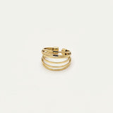 Bague Ipsē Passiona réglable multirangs en acier inoxydable doré effet lisse