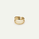 Bague Ipsē Passiona multirangs réglable en acier inoxydable doré effet lisse
