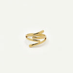 Bague Ipsē Pesca ajustable en acier inoxydable doré aux lignes graphiques modernes et minimalistes