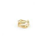 Bague Ipsē Solea ajustable en acier inoxydable doré composée de trois anneaux fins aux formes ondulées
