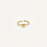 Bague fine Ipsē dorée en acier inoxydable avec anneau torsadé et motif petit cœur ajustable